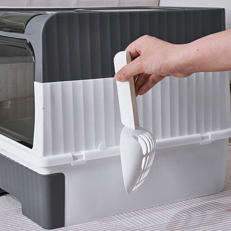 Extra stor, helt sluten kattlåda med aseptiska och deodorantfunktioner, lättrengjord rektangulär plastdesign