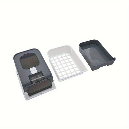 Extra stor, helt sluten kattlåda med aseptiska och deodorantfunktioner, lättrengjord rektangulär plastdesign