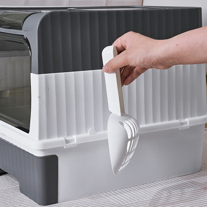 Extra stor, helt sluten kattlåda med aseptiska och deodorantfunktioner, lättrengjord rektangulär plastdesign