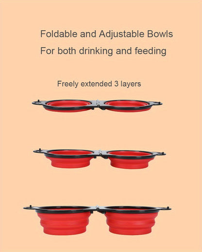 Collapsible Dog Travel Bowls - 2-in-1 Food & Water