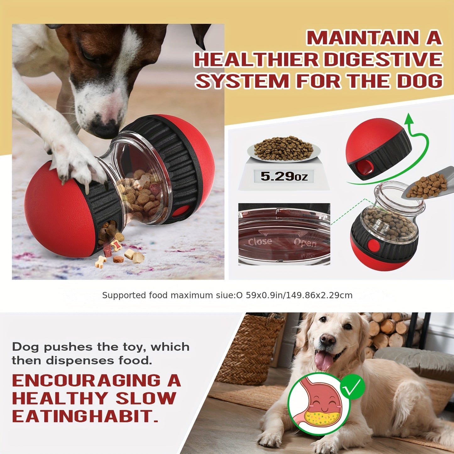 Interactive Slow Feeder Dog Toy Ball