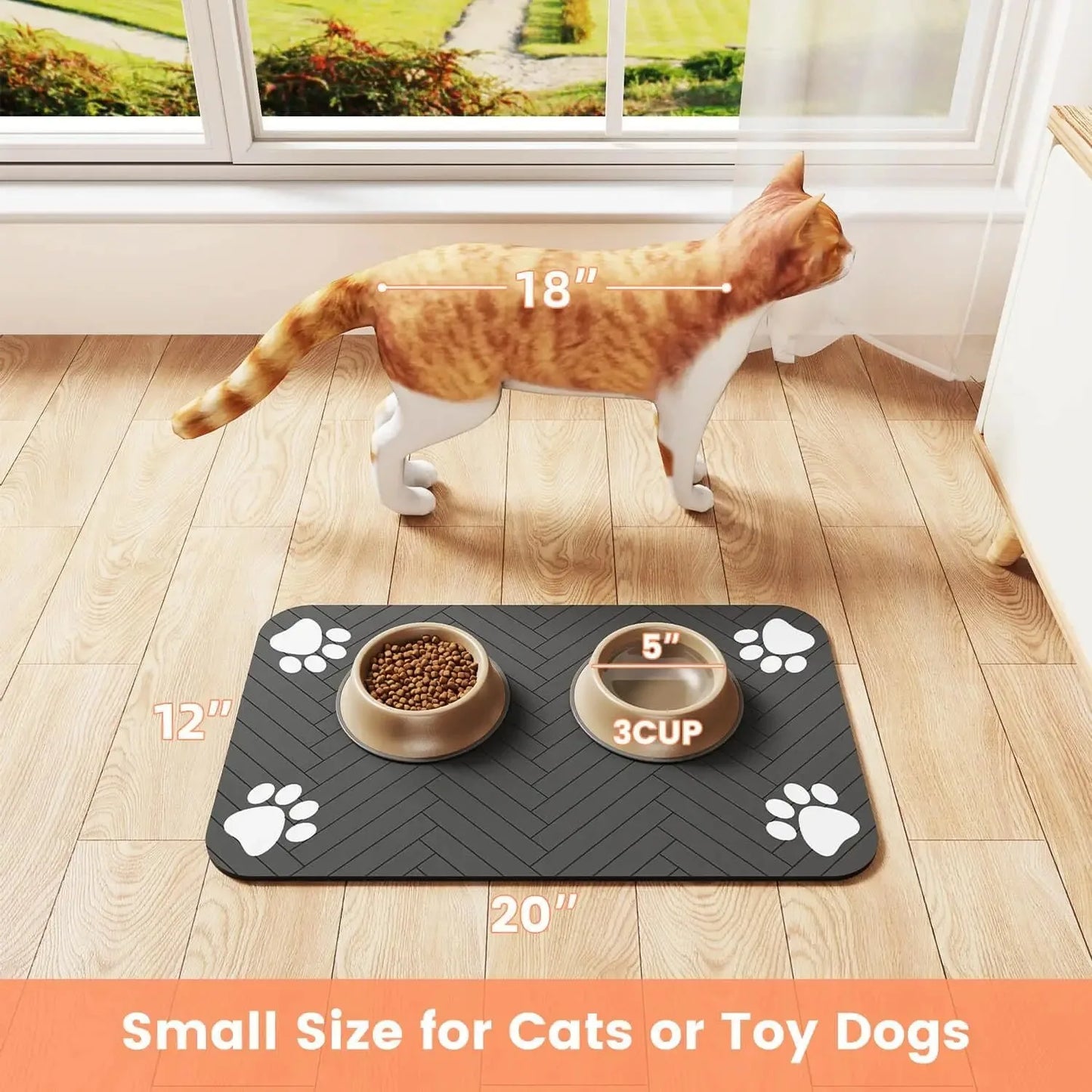 Absorbent Pet Feeding Mat with Non-Slip Backing