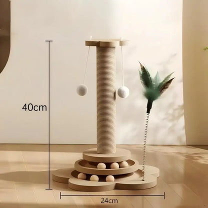 Solid Wood Cat Turntable with Scratching Post