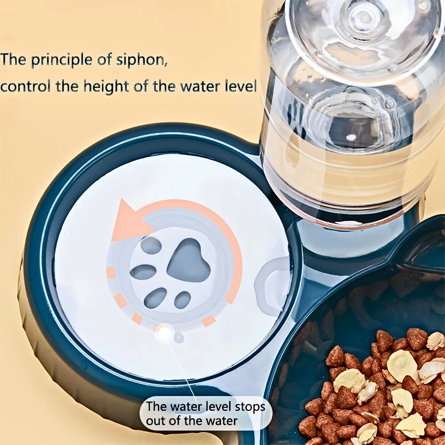 3-in-1 Tilted Cat Bowl Set with Water Dispenser