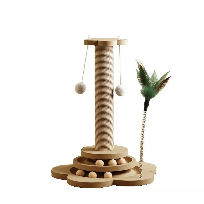 Solid Wood Cat Turntable with Scratching Post