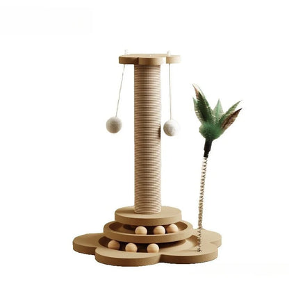 Solid Wood Cat Turntable with Scratching Post