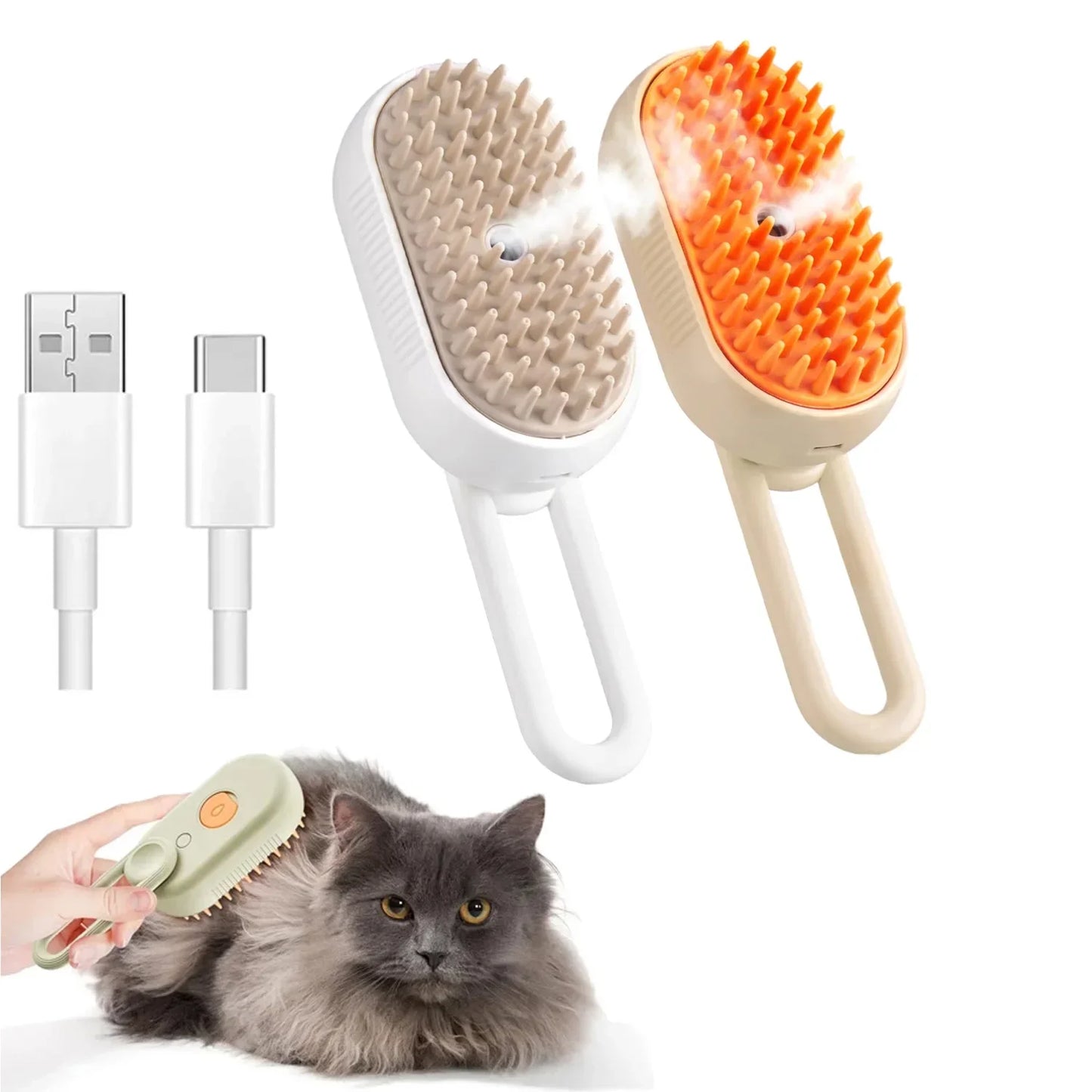 3-in-1 Steam Grooming Brush for Cats & Dogs