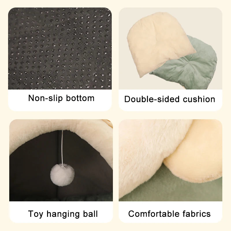 Deep Sleep Cat Bed Cartoon Pet Bed Foldable Removable
