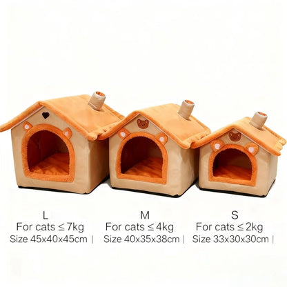 All Season Dog House Style Bed - Removable Washable Pet Bed