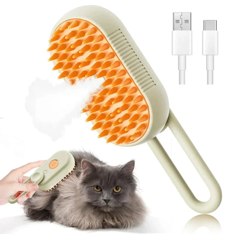 3-in-1 Steam Grooming Brush for Cats & Dogs