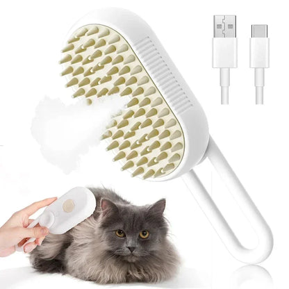 3-in-1 Steam Grooming Brush for Cats & Dogs