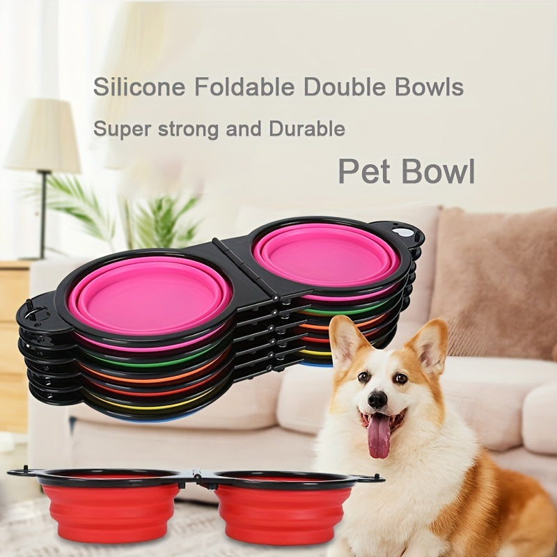 Collapsible Dog Travel Bowls - 2-in-1 Food & Water