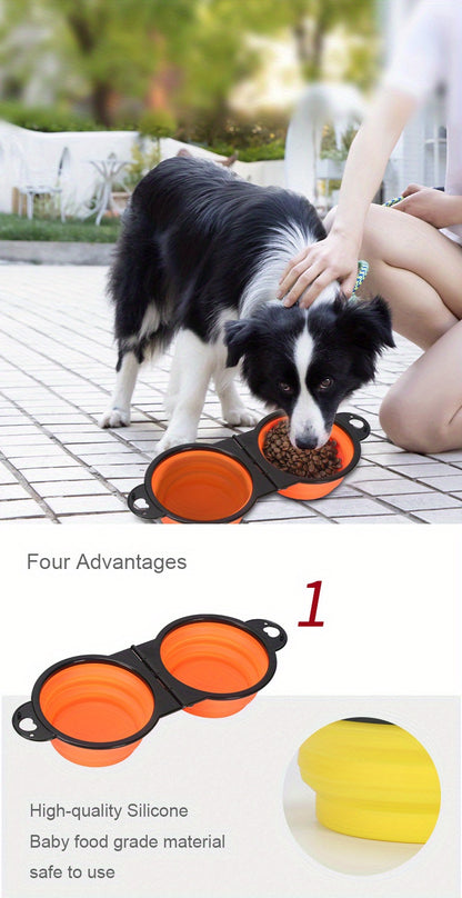 Collapsible Dog Travel Bowls - 2-in-1 Food & Water